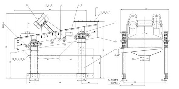 直线振动筛电机上部安装图