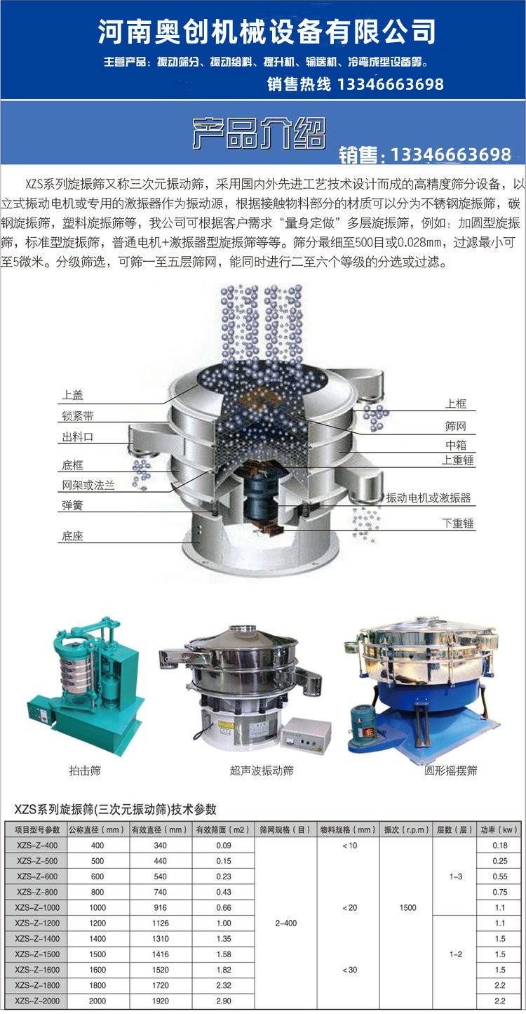 旋振筛-圆振筛-精细筛分设备-旋振筛价格-三次元旋振筛-振动筛厂家-奥创机械